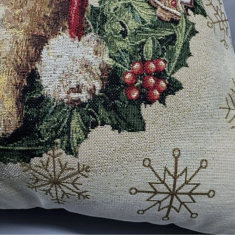 Caldeira Christmas Santa Hat Cat Wreath Snowflake Decorative Pillow Tapestry 19